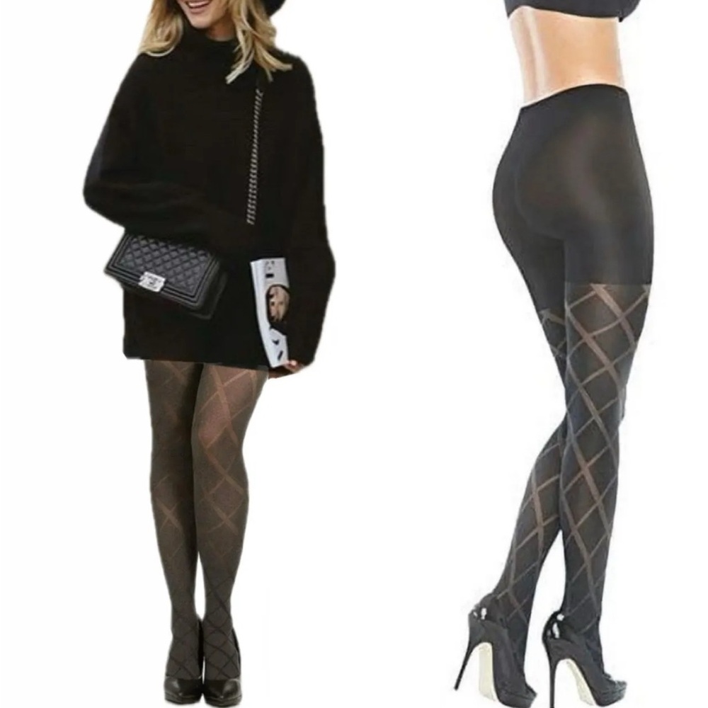 Assests by Spanx Diamond Printed Shapewear Tights Size 3